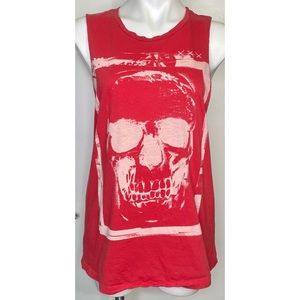 Silly Girl Red Skull Muscle Tank Top
